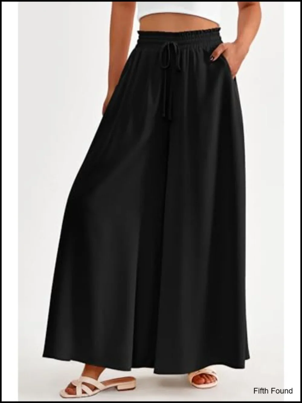 Wide Leg Palazzo Pants High Waisted Flowy Pockets Casual Boho Trousers